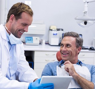 Man at dental implant consultation in Norton Shores