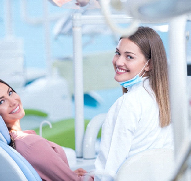 Woman in dental chair