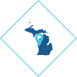Animated map of Michigan showing dental office location