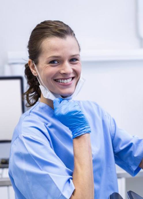 Dental hygienist smiles