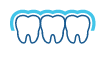 Three animatd teeth under a clear aligner tray